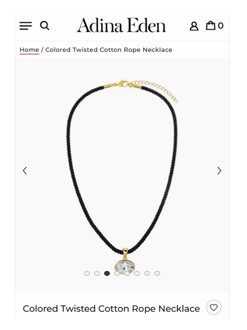 Revolve x Adina Eden Colored Twisted Cotton Rope Necklace in Black
